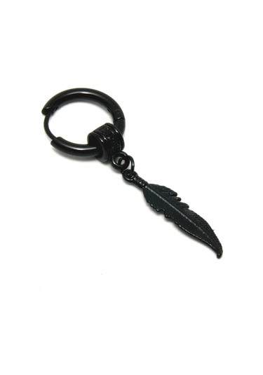 Blora Siyah Çelik Tüy Küpe Siyah