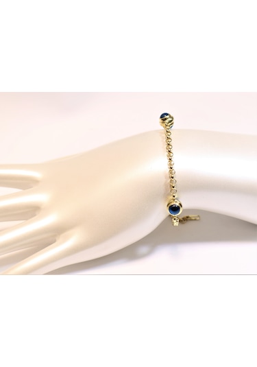 Altın Nazar Boncuklu Künye Guler1002592 Sarı Altın