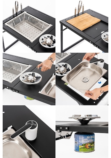 Temoutdoor Smart Table Xl Akıllı Kamp Masası - Standart Donanım Siyah