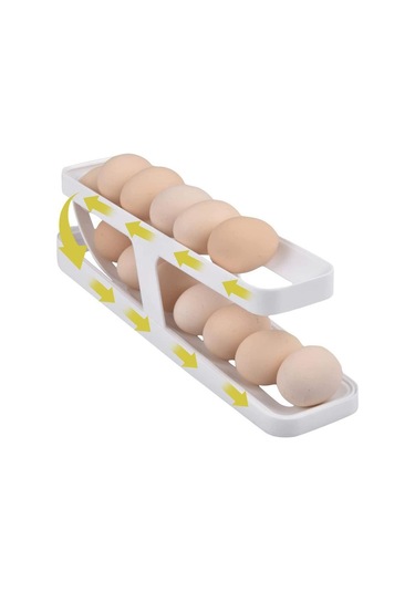 Yeni Buzdolabı Yumurta Yuvarlama Saklama Rafı Yumurta Saklama Tutucu Yuvarlanan Yumurta Dağıtıcı Buzdolabı Saklama Kutusu Beyaz