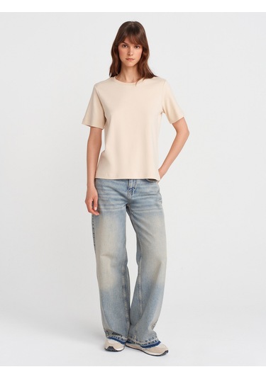 Dilvin 31763 Bisiklet Yaka T-shirt-taş Taş