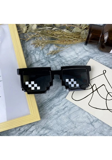 Rpxbguckarhg Komik Çocuk Güneş Gözlüğü - Thug Life Stili Piksel Gözlük, Cosplay Ve Hediye İçingri51 Gri
