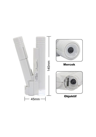 Dailytech 100x Mini Taşınabilir Led Lambalı El Mikroskobu