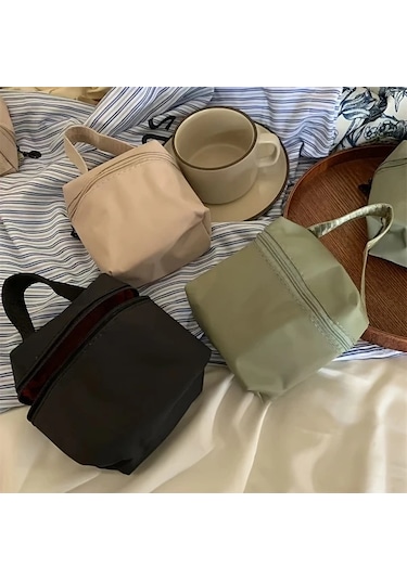 Elmpaly Yeşil Renkli Çok Amaçlı Mini Makyaj Çantası, Ruj Anahtar Şarj Kablosu Saklama Yeşil