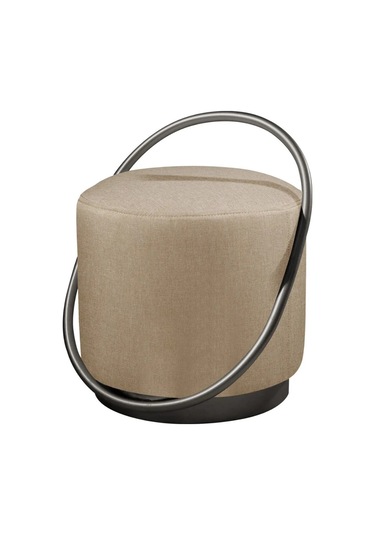 Loop Serisi Puf, Metal Halkalı Puf, Makyaj Oturağı ,puf Bench Montajsız Oturak Siyah Metal Ayaklı Cappuccino