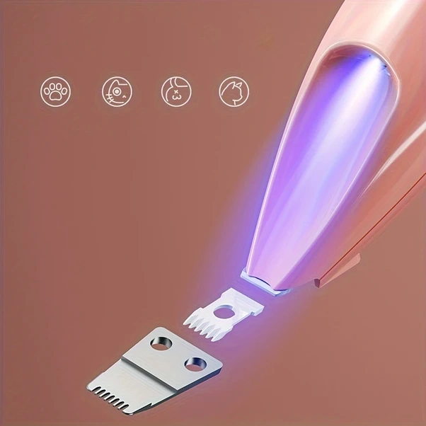 Gateesat Pembe Usb Şarjlı Led Işıklı Kedi Köpek Tırnak Makinesi Kablosuz Hassas Tımar Aleti