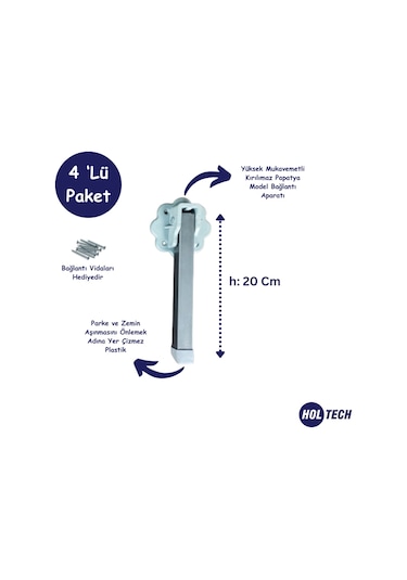 Katlanır Metal Yer Sofrası Ayağı 4 Adet 20 Cm
