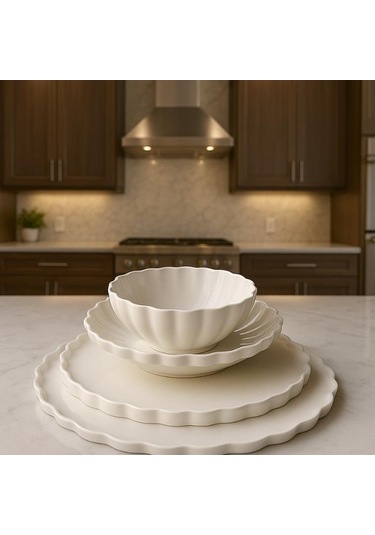 Royking Twist Sade 24 Parça Yemek Takımı Beyaz