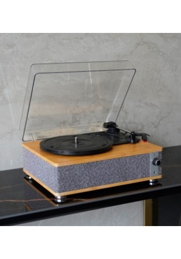 Fomix Fm-109 Gri Hoparlörlü Bluetoothlu Pikap Plak Çalar Gri