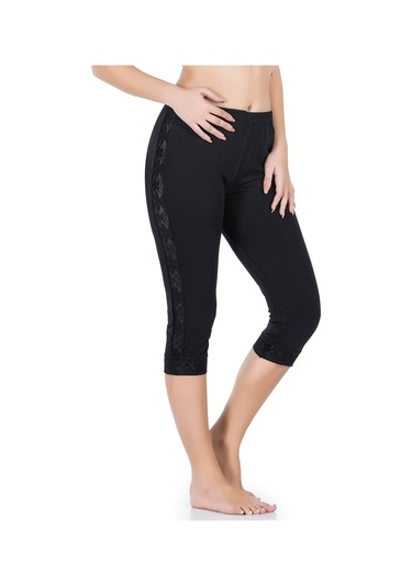 Şeritli Kısa Kadın Tayt 417 SiYAH