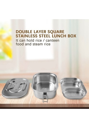 Ulzyvf Paslanmaz Çelik Öğle Kutusu - Çocuk Bento Kutusu, Gümüş, Dayanıklı Gümüş