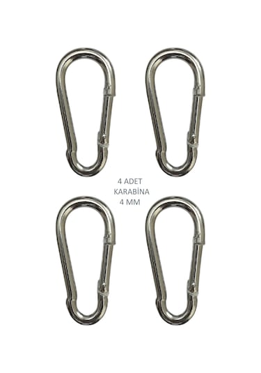 Galvanizli Karabina, 4 Mm, Askı, Çengel, Kanca, Anahtarlık 4 Adet