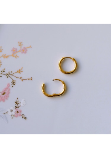 10 Mm Cerrahi Çelik Gold Halka Küpe Sarı