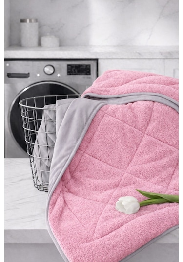 Pamuklu Lüks Çift Taraflı Çift Kişilik Welsoft Yorgan 195x215cm Pembe-gri