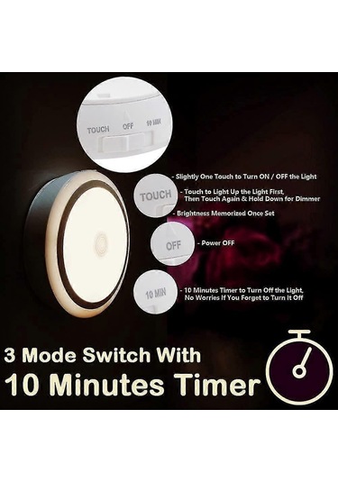 Şarj Edilebilir Dokunmatik Zamanlayıcılı Işık, Kısılabilir Çocuk Çok Renkli