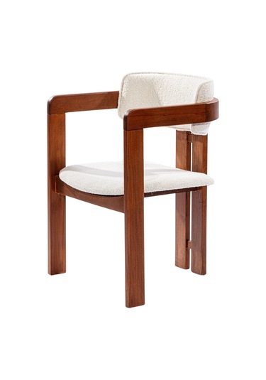 Narvik İskandinav Still T Model Ahşap Sandalye Ceviz - Beyaz