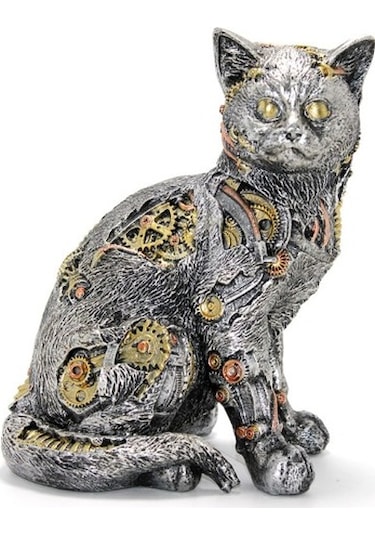 Steampunk Polyester Kedi Figürü Model 1