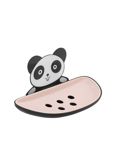 Dancemonkey Yaratıcı Duvara Monte Sevimli Panda Şeklinde Pembe Sabunluk pembe