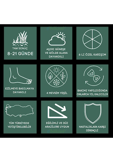 Ebitkisel Çok Yıllık Çim Tohumu 5 Kg Uzun Ömürlü 6'lı Karışım