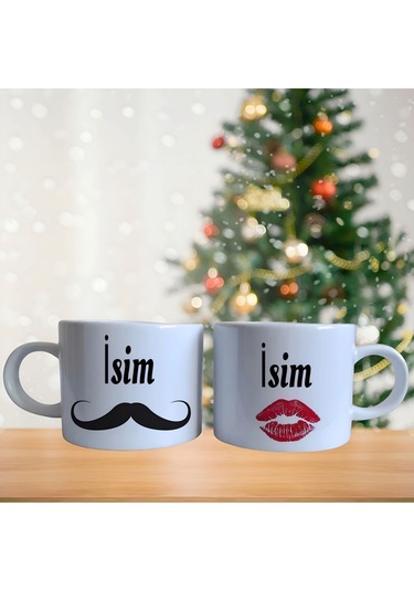 Taş Devri İsim Yazılabilir Porselen Fincan Takımı 772 Beyaz