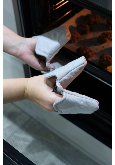 Crab Isıya Dayanıklı Kumaş Fırın Tutacağı Tutacak Modelleri Silikon Değil 1 Adet Tutacak Açık Gri