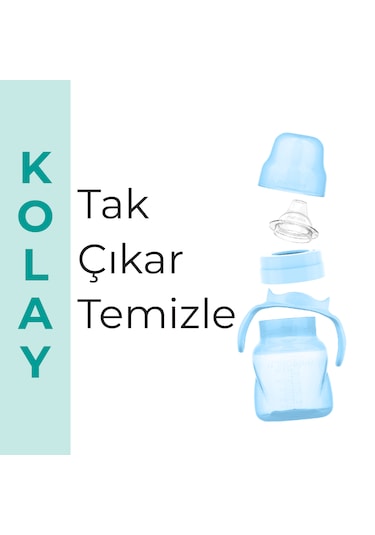 Mamajoo Antikolik Akıtmaz Alıştırma Bardağı 160 ml Powder Blue, 6 Ay+