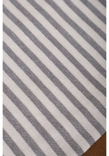 Gri Çizgili Keten Runner 40x150 Cm Diğer