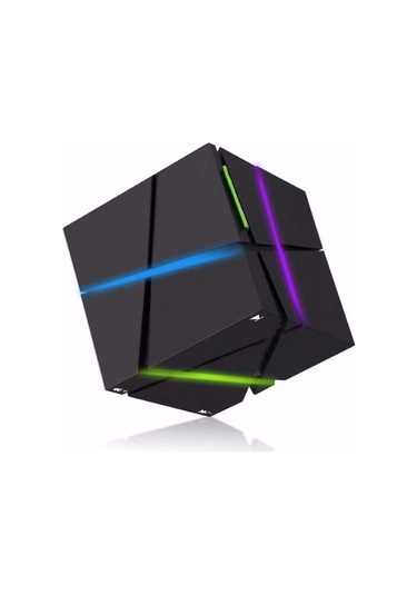 Mufunye Bluetooth Hoparlör Juqone Renkli Led Işıklı, Fm Radyo, Elsiz Arama, 8 Saat Çalma Süresi, Mini Taşınabilir Müzik Çalar - Siyah 7x7x7 Cm