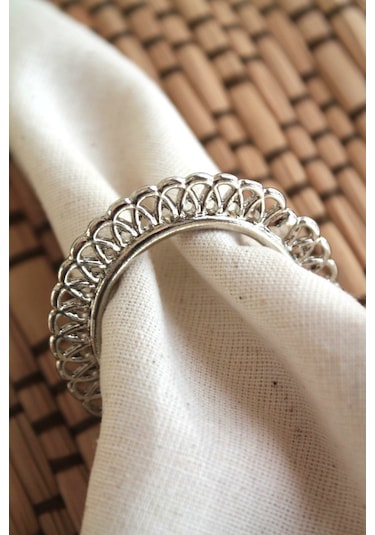 6 Adet Metal Wavy Gümüş Peçete Yüzüğü