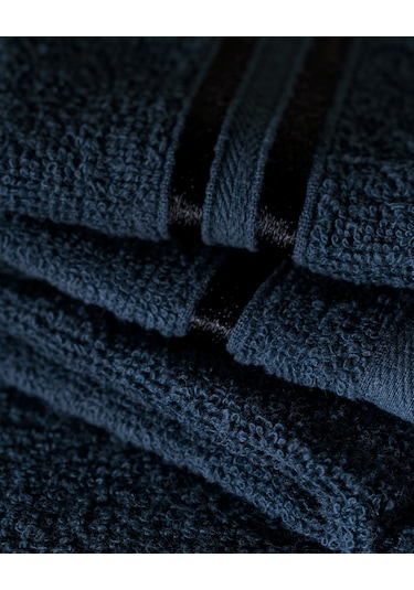 Maynor Bordürü Floşlu 2'li %100 Pamuk El Havlusu - Lacivert 8684427114421 Lacivert