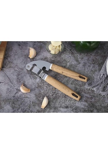 Sarımsak Kıyma Makinesi Paslanmaz Çelik Kırıcı Ahşap Saplı Sarıms Çok Renkli