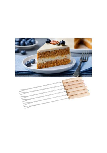 Shineyee 6 Adet Ahşap Saplı Paslanmaz Çelik Fondu Çatalı - Çikolata Peynir Partisi Piknik Kamp Fondu İçin Isı Yalıtımlı Kullandım Diğer