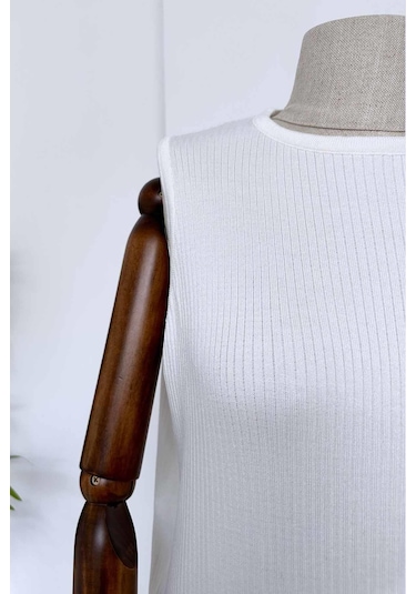 Merserize Kolsuz Elbise - Beyaz