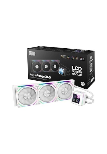 Dragos Aquaforge 360 Intel-amd 360mm Lcd Ekranlı Argb Beyaz Sıvı Soğutucu