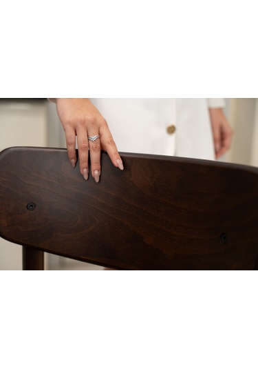 Keynote Ceviz Ahşap 4'lü Mutfak Salon Yemek Odası Sandalyesi