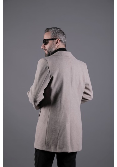 Ohepmoda Düğmeli Düz Erkek Kaşe Kaban Vizon