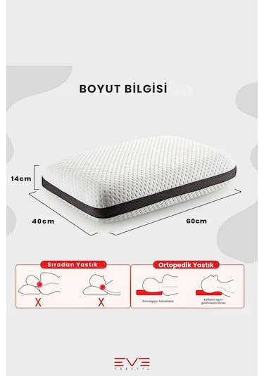 Eve Tekstil Klimalı Mega Boy Ortopetik Visco Yastık Boyun Fıtığı Boyun Düzleşmesi Için Hipoalerjik Visco Yastık Beyaz