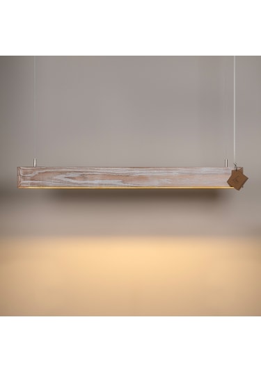 Soft Patine Modern Ahşap Aydınlatma - Minimal Led Sarkıt Avize Akça Ahşap