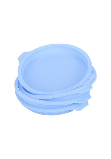Shineyee 4'lü Mavi 8 İnç Gümüşe Silikon Kek Kalıbı - Fırın/mikrodalga Uyumlu, Yemek Dereceli, Kolay Çıkarım, Ev/firma Kullanıma Uygun Mavi