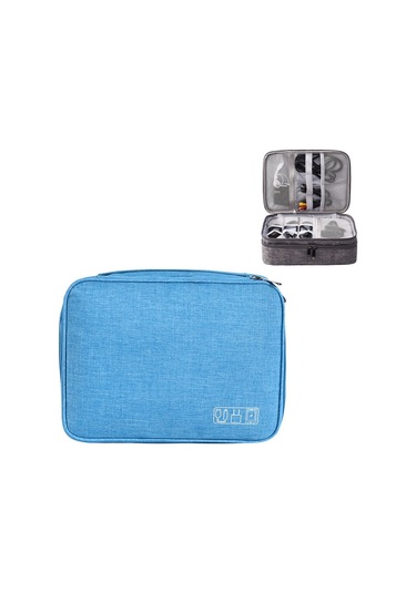 Sones 5 İnç Çok İşlevli Elektronik Dijital Kulaklık Güç Kablosu Saklama Çantası Lake Blue