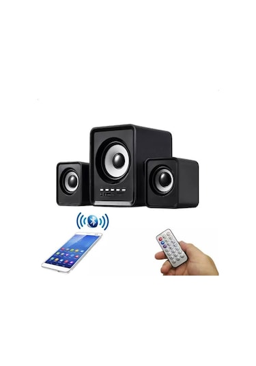 FT202BT 2+1 Bluetoothlu Kumandalı Mini Masa Üstü Hoparlör Siyah