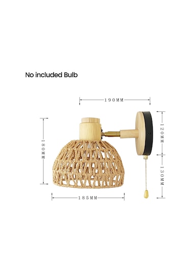 Rattan Duvar Aplikleri Retro Japon Tarzı Başucu Duvar Lambası Abd Fişi Diğer