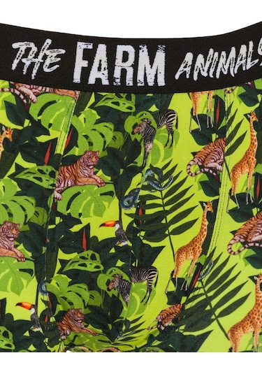 Farm Animals Tropical Desenli Boxer Yeşil