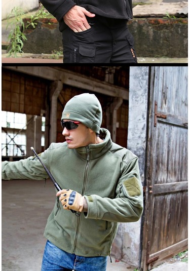 Yeni Kalınlaştırılmış Erkek Dik Yaka Polar Ceket/rüzgarlık/sıcak Polar Ceket/dış Giyim Siyah