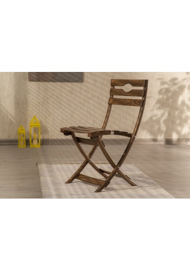Emideco Ahşap Katlanır Sandalye Bahçe Balkon Salon Sandalyesi 2 Adet Ceviz