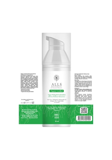 Alls Biocosmetics Yağsız Prebiyotik Nemlendirici Krem 50 ML