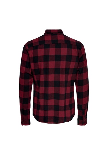 Only & Sons Erkek Kareli Uzun Kollu Gömlek 22007112 Bordo