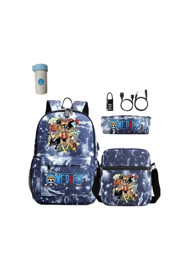 Net Edge 3 Adet/takım Japon Animesi Tek Parça Öğrenci Erkek Kız Okul Çantası Usb Sırt Çantası X856bv Diğer