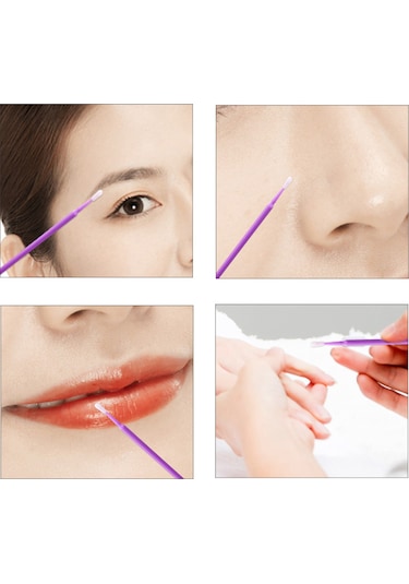 Wezone 100'lü Şeffaf Kutu Pembe Diş Temizleme Mikro Fırça - Kirpik & Kaş & Dudak Temizliği İçin Ambalajlı Tüp