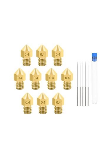 Leasetake 3d Yazıcı Nozulları, Makerbot, Creality Cr-10, Ender 3, Ender 3 Pro İçin 5 Temizleme İğneli 0,4 Mm/ 1,75 Mm Mk8 Nozulları